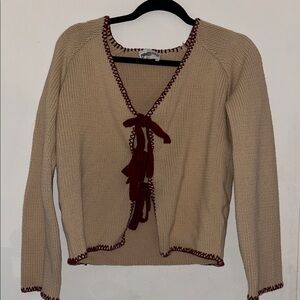 Princess Polly Beige Cardigan with Red Accents